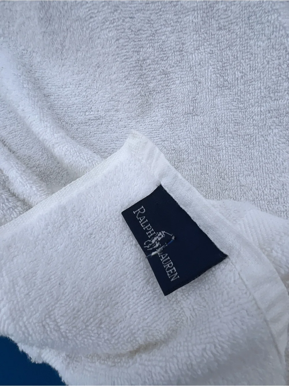 Ralph Lauren White Beach Towel with Navy and Gold Nautical Crest
